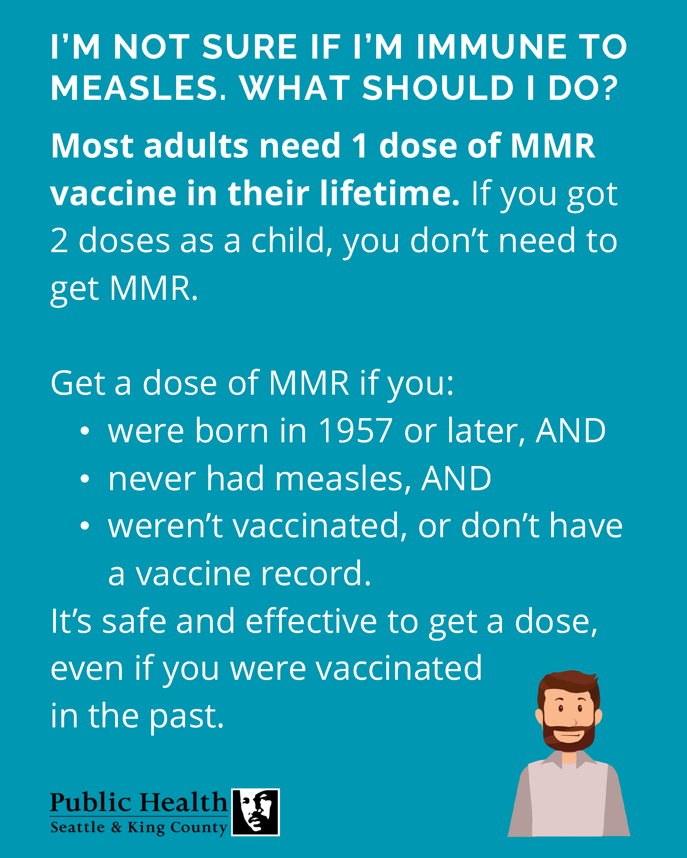 Image to use in social media about what to do if you’re unsure if you’re immune to measles in English