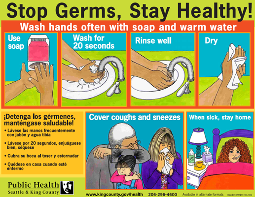 Stop Germs, Stop Healthy hand washing poster