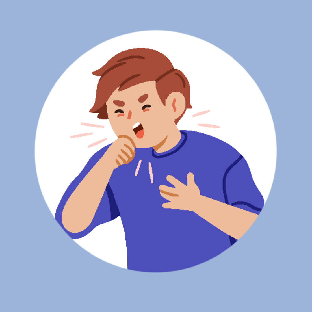 person coughing hard