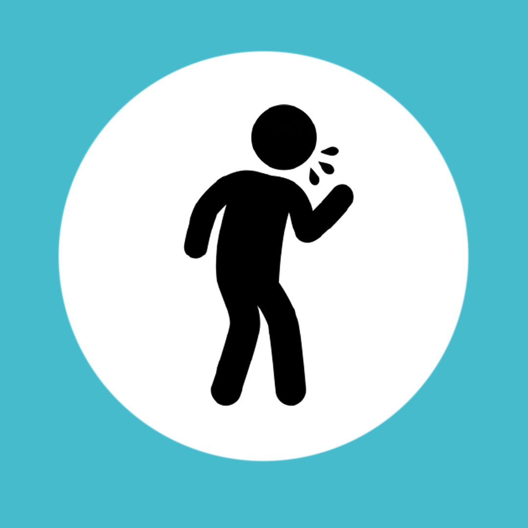 person coughing into their hand.