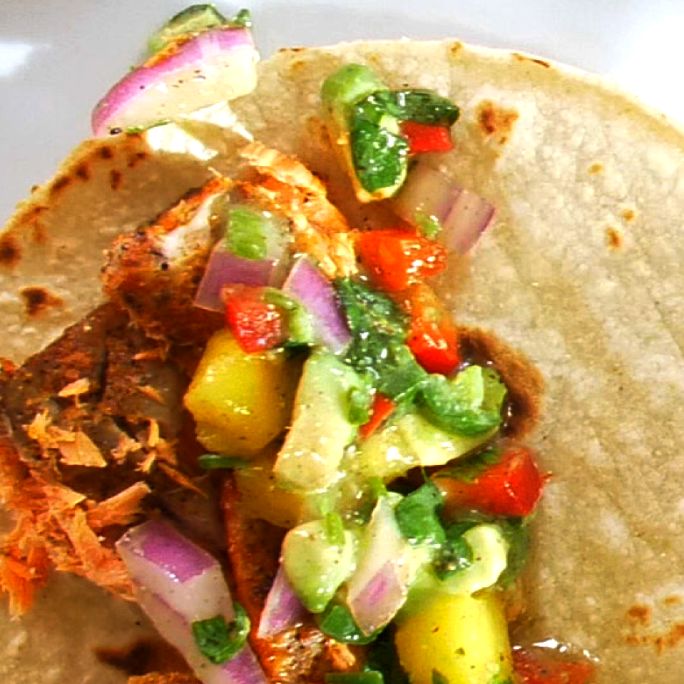 Grilled Salmon Tacos with Mango Salsa