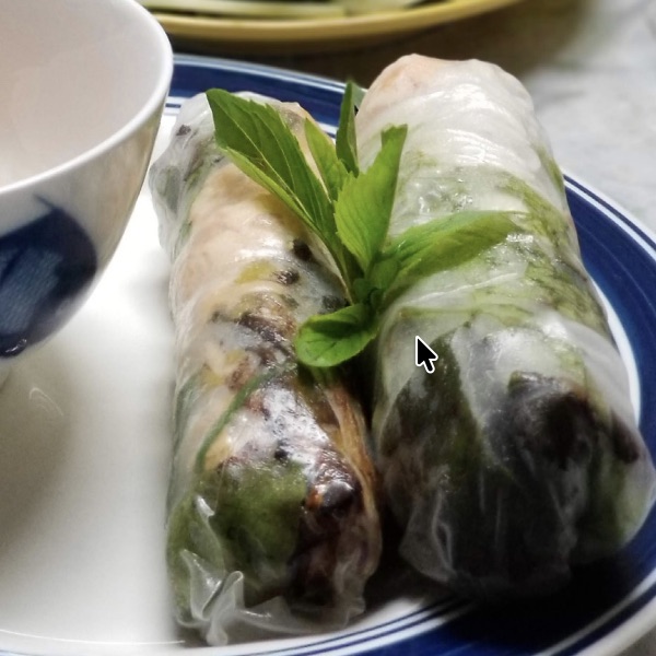 Screenshot of salmon spring rolls