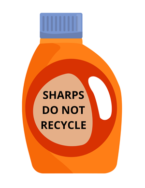 Sharps container from empty detergent bottle