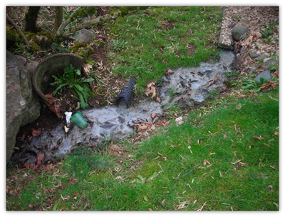 The result of an outdoor sewage spill