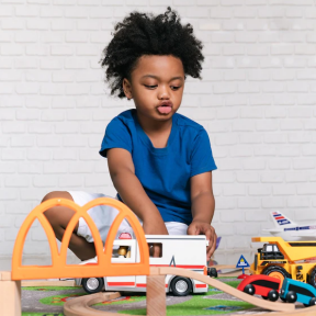 child playing with toys