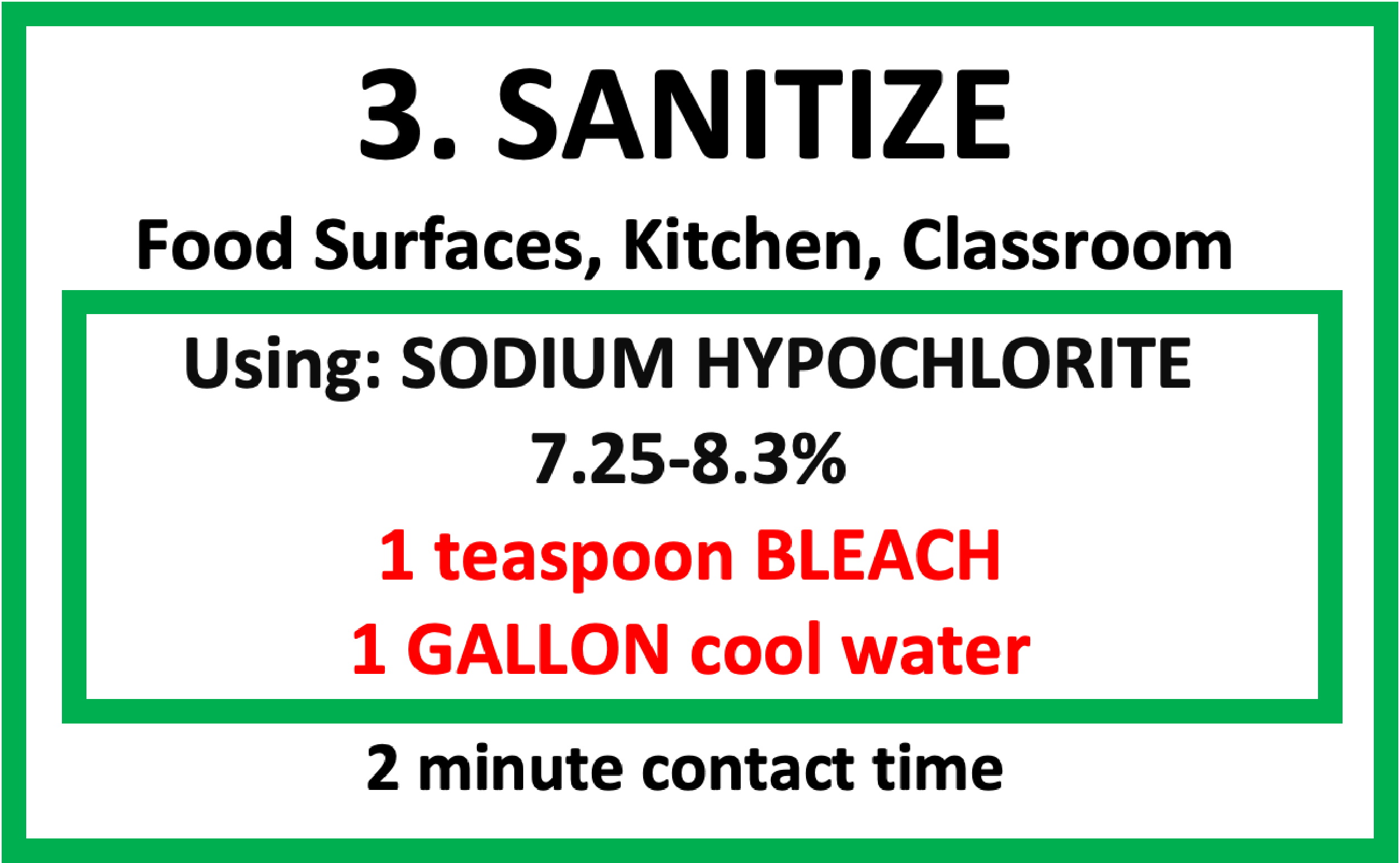 Sample of a sanitize label for 1 gallon of solution