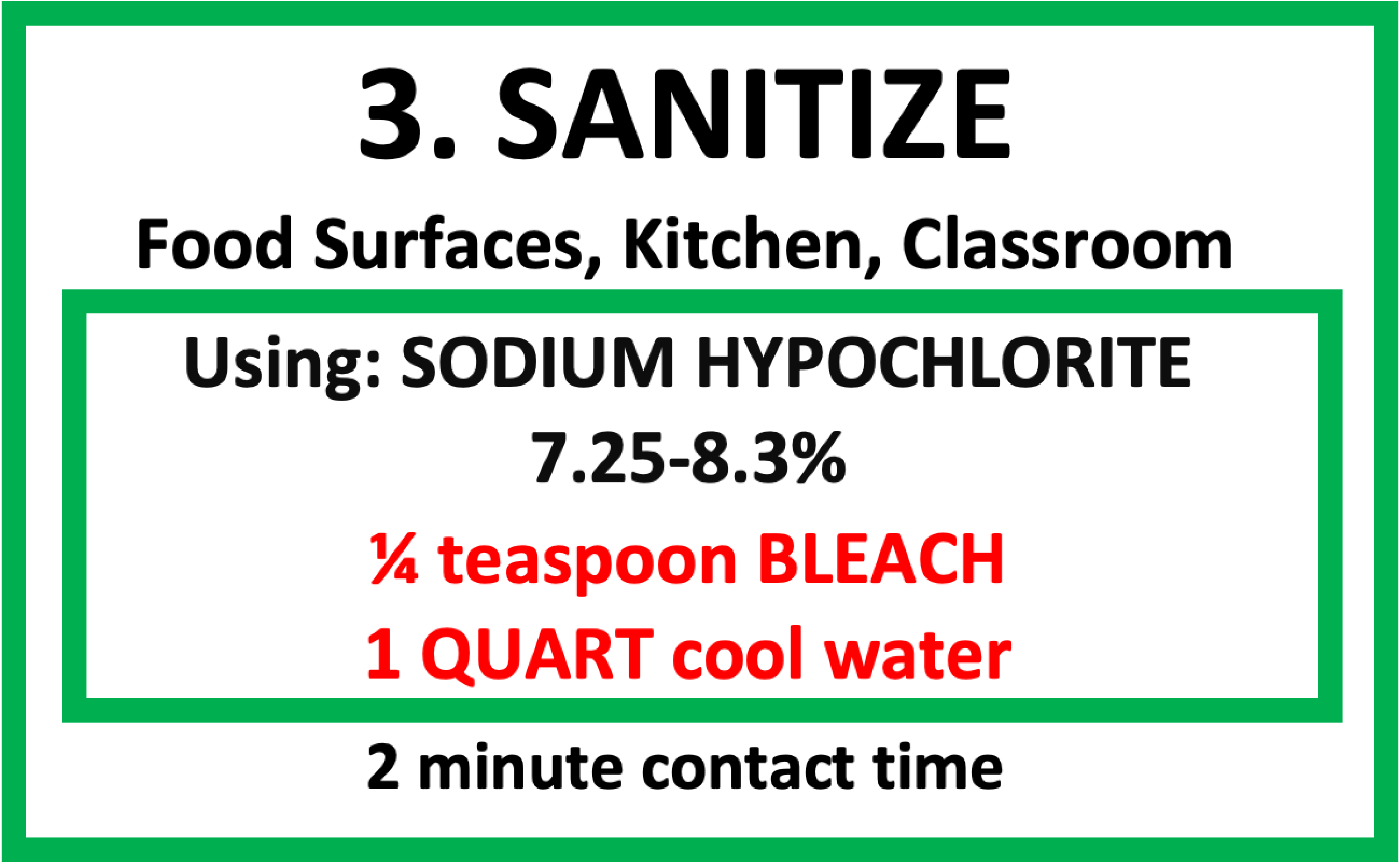 Sample of a sanitize label for 1 quart of solution