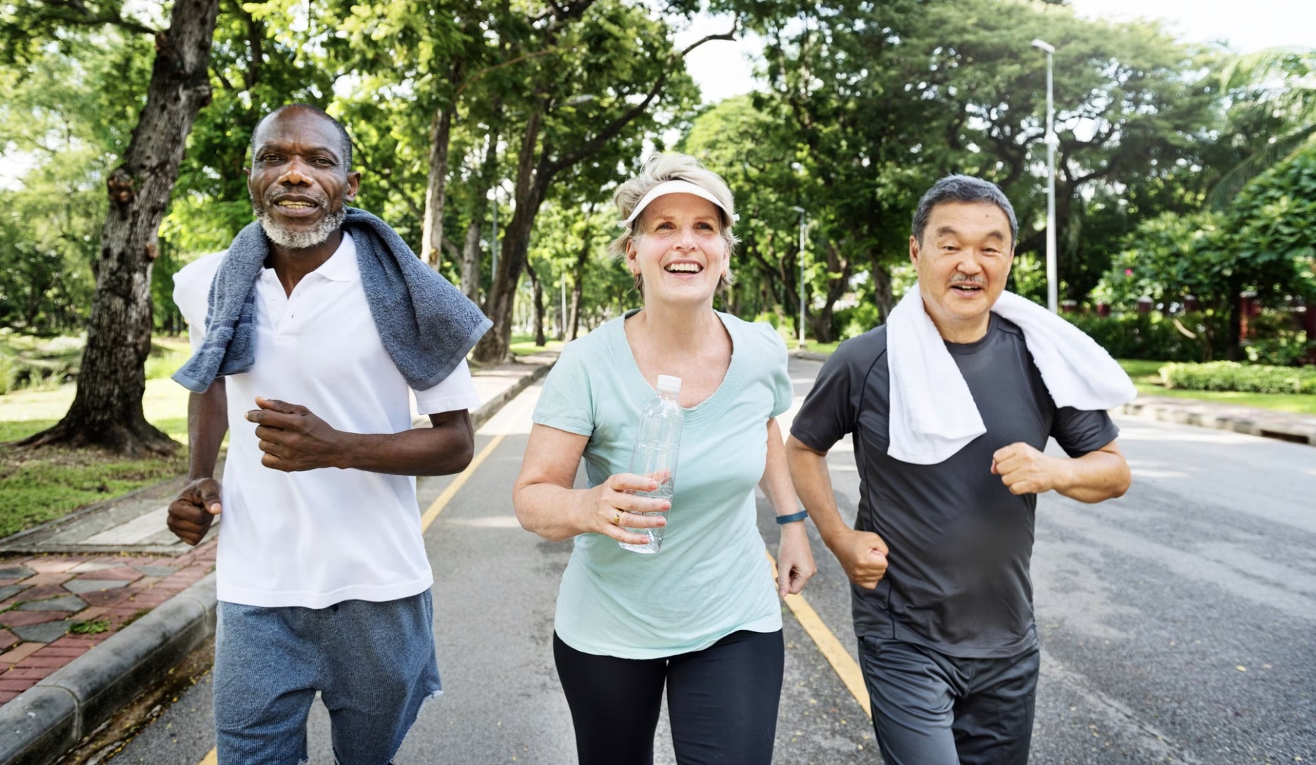 Elder group of friends jogging