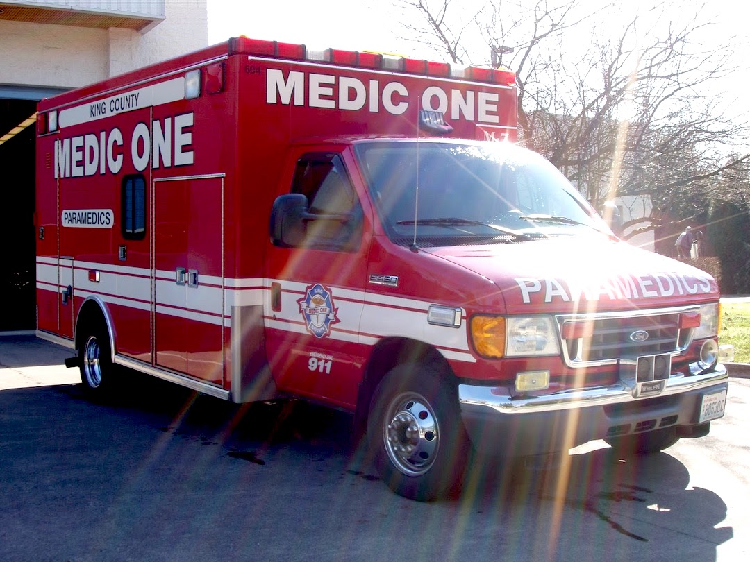 A King County Medic One truck in bright sunlight