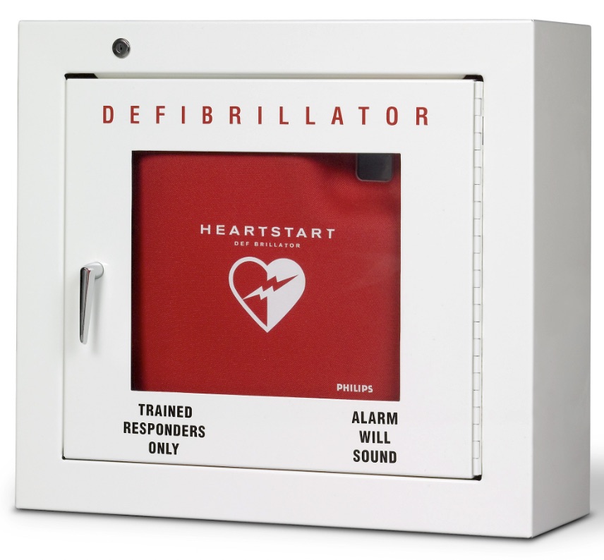 Wall-mounted AED cabinet