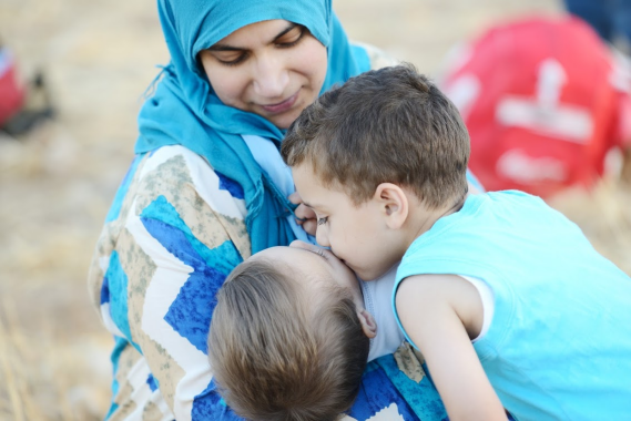A mom with her two children