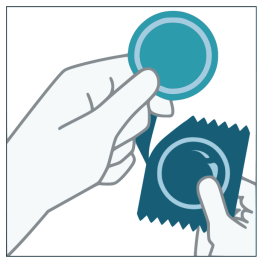 Illustration of someone opening a condom package