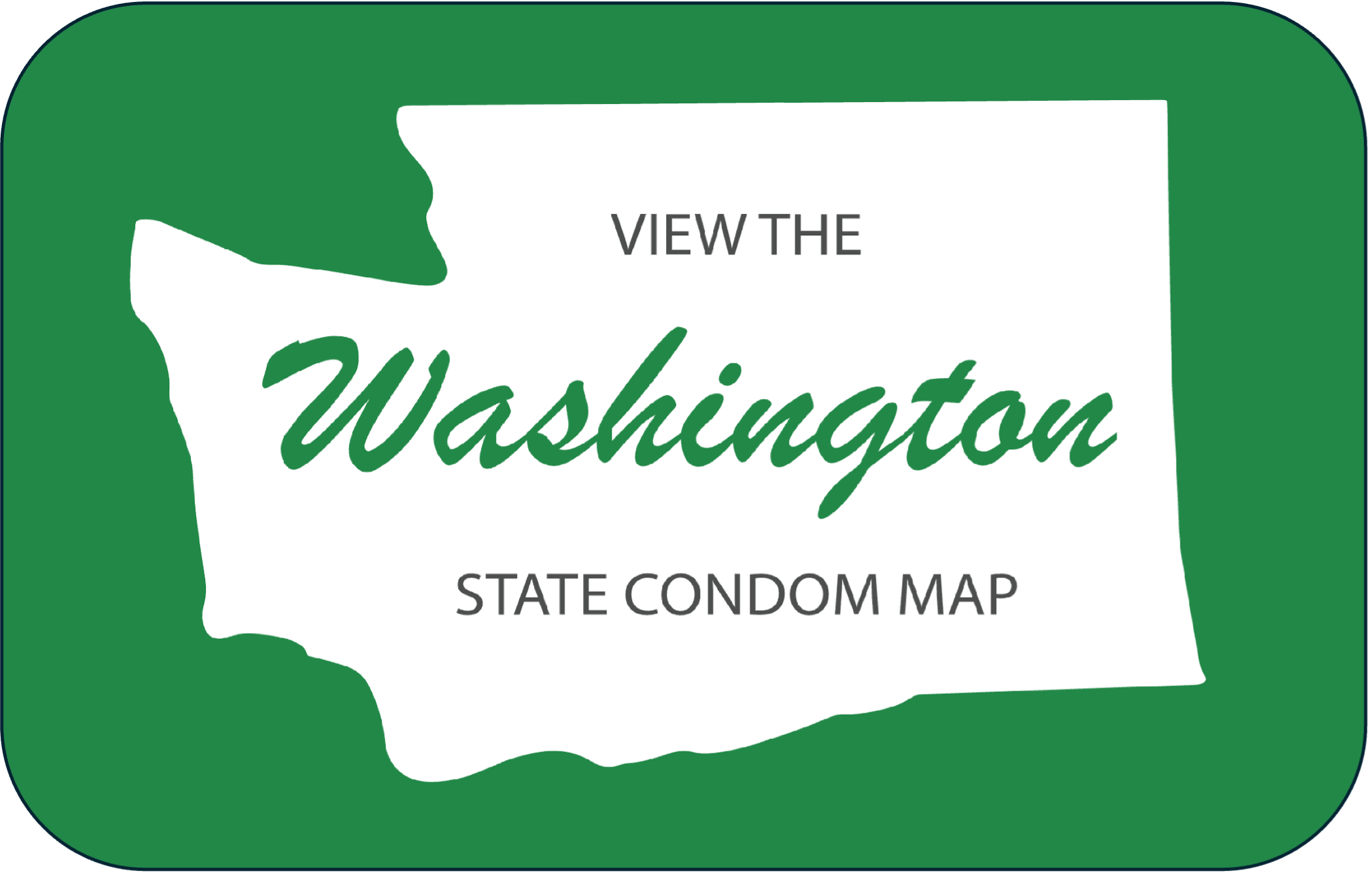 Icon logo featuring map of the state of Washington to lead visitors to a custom Google map plotting places where to get free condoms.