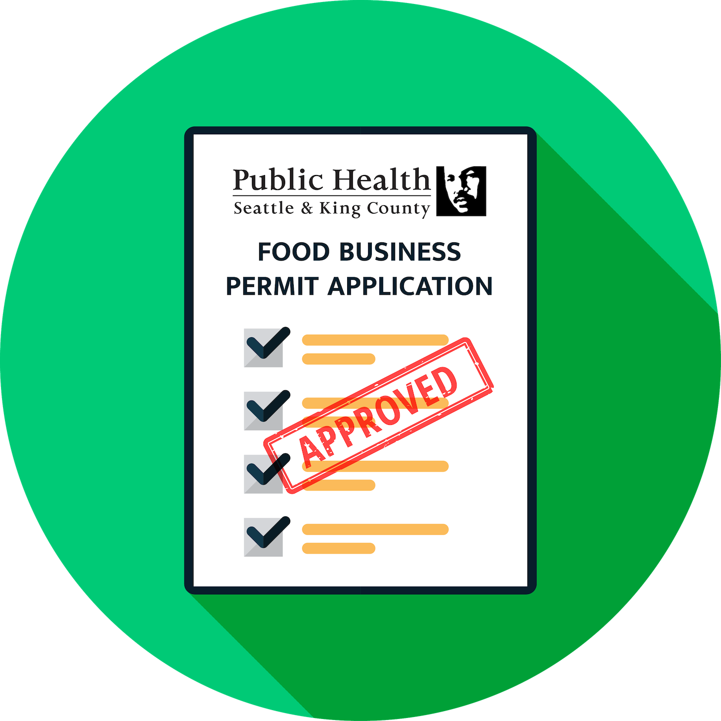 Navigation icon with graphic representation of a food business permit application