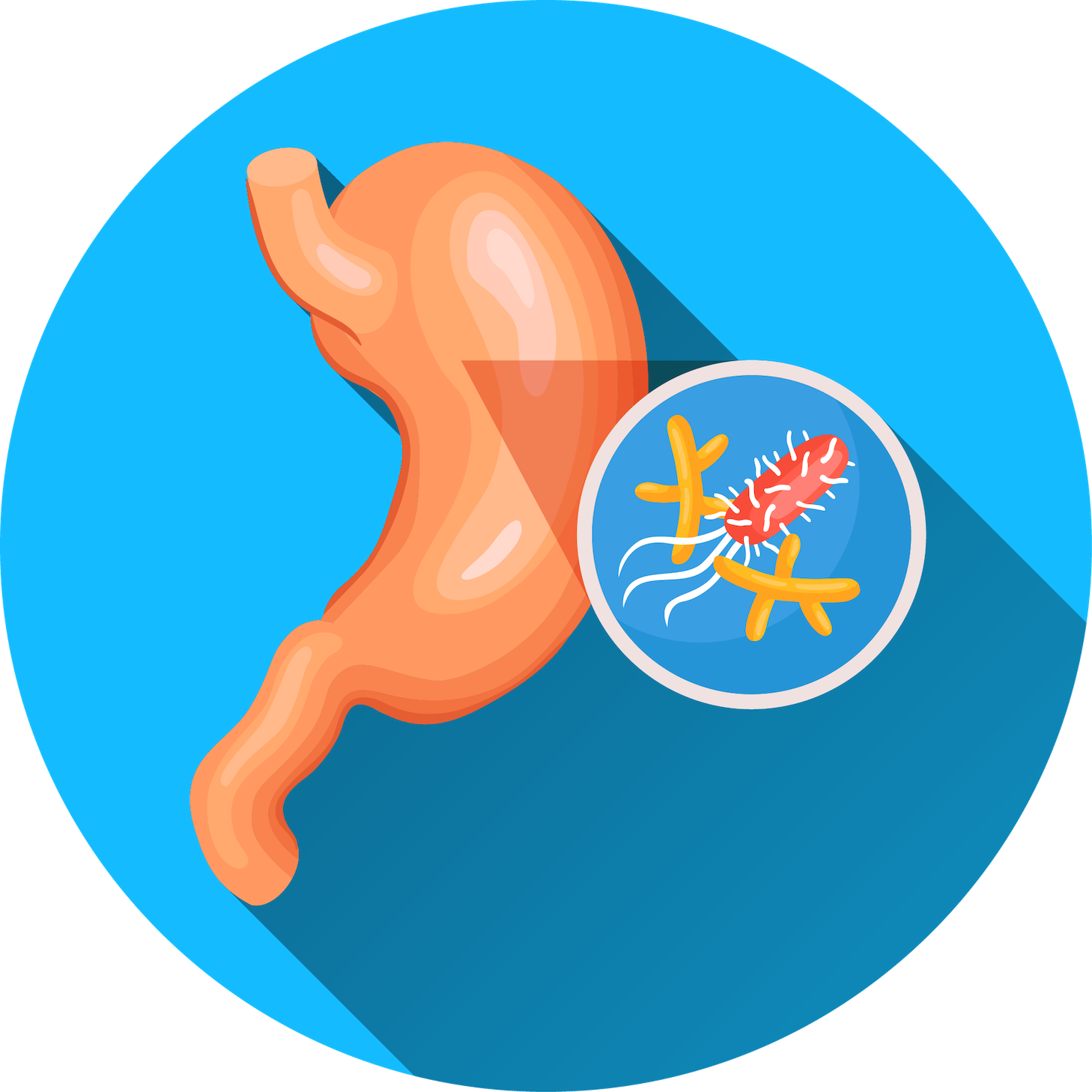 Navigation icon with graphic representation of a stomach or foodborne illness