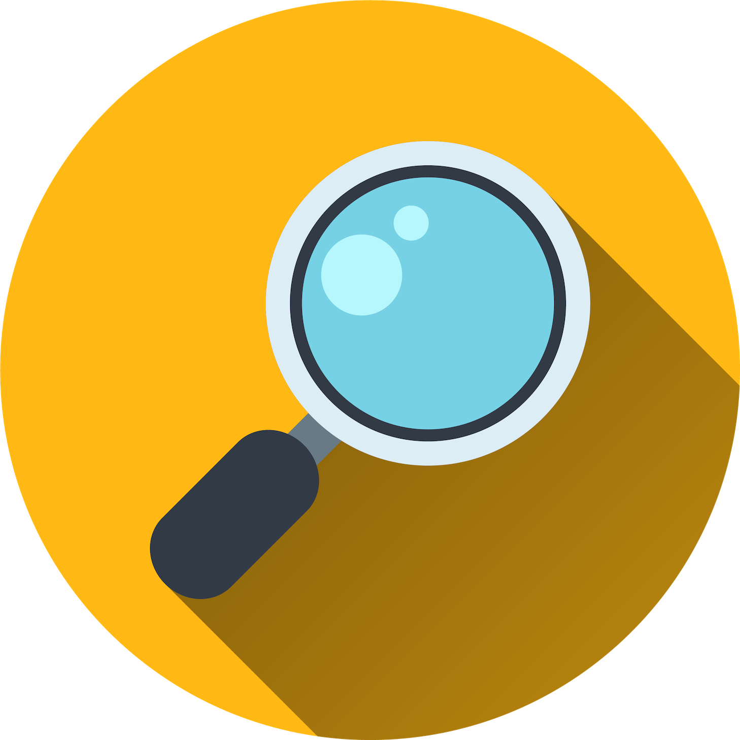Navigation icon with magnifying glass representing searching the web or an investigation