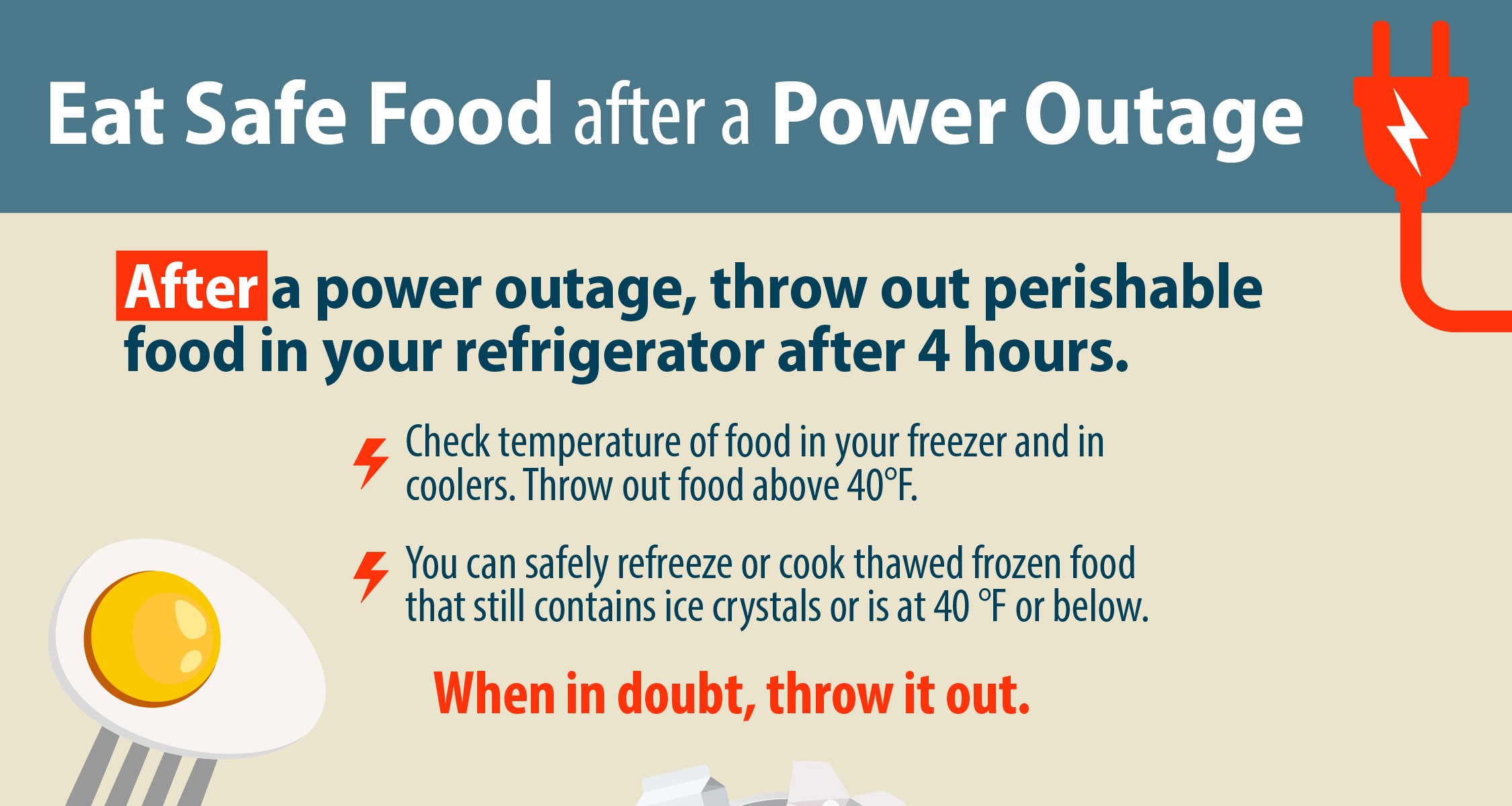Infographic describing how to eat safe food after a power outage
