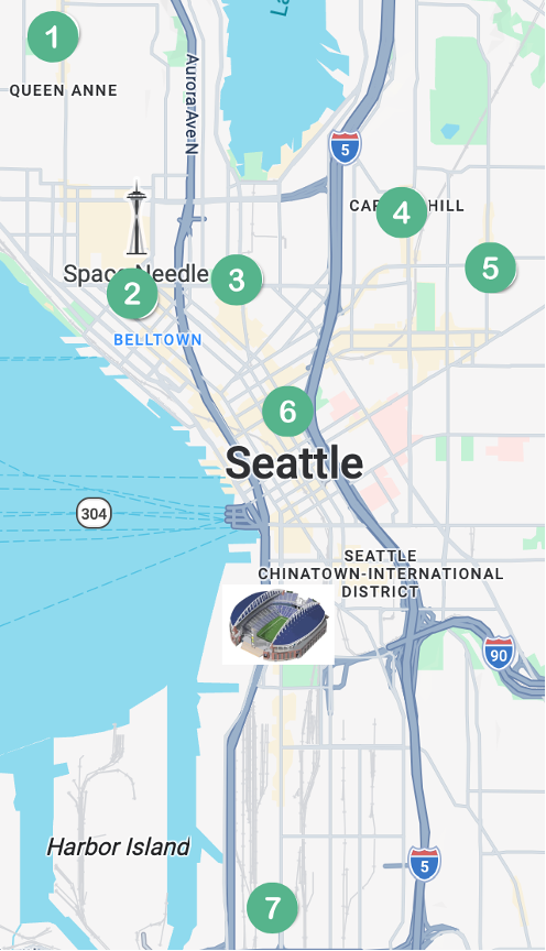 Urgent care clinic map for Seattle