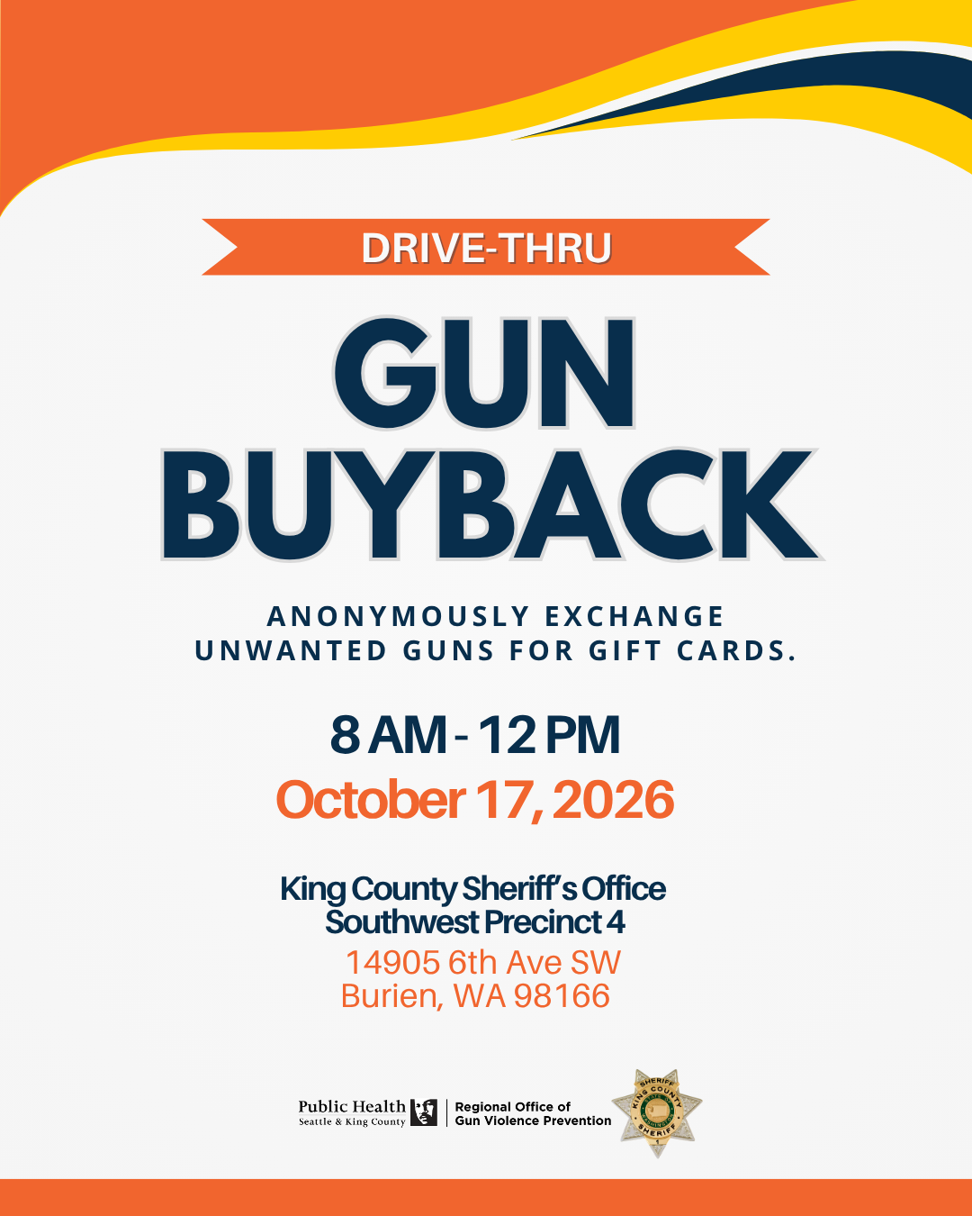Gun Buyback Event poster for October 17, 2026