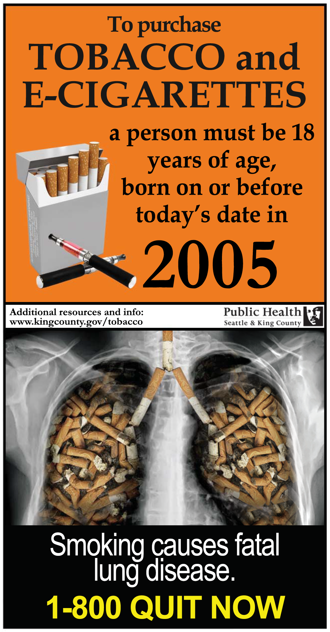 Born before date sign featuring smoke in lungs