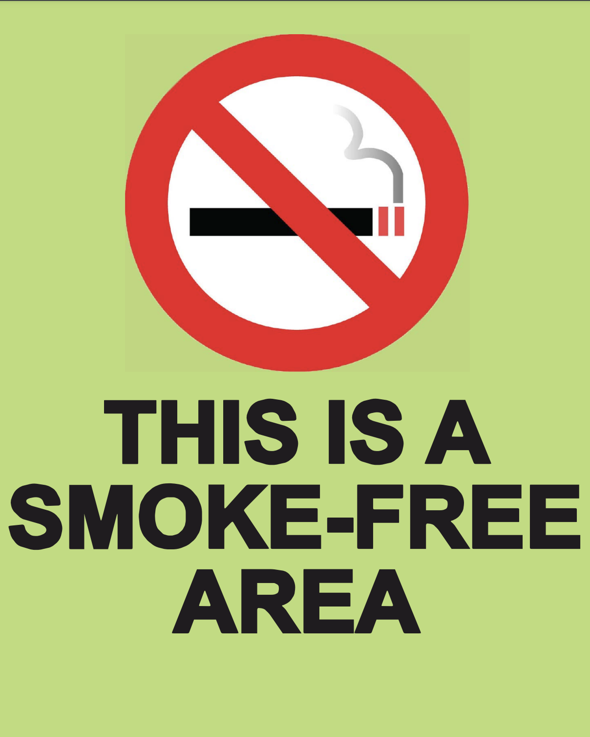 Thumbnail image of smoke free area sign