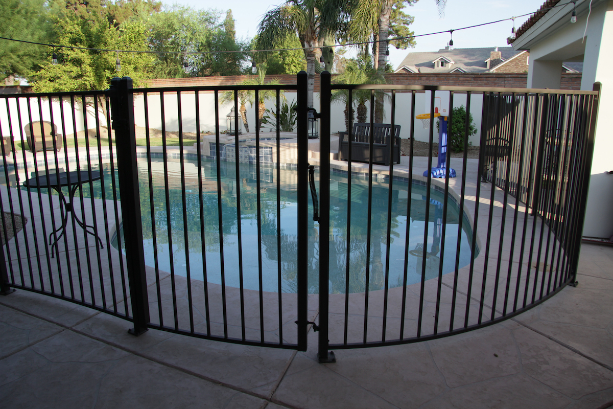 Security fence around pool