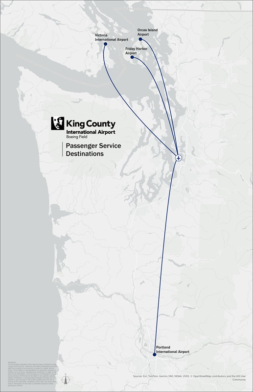 Map of passenger service destinations from BFI
