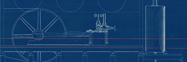 blue line drawing of Stimson cross section