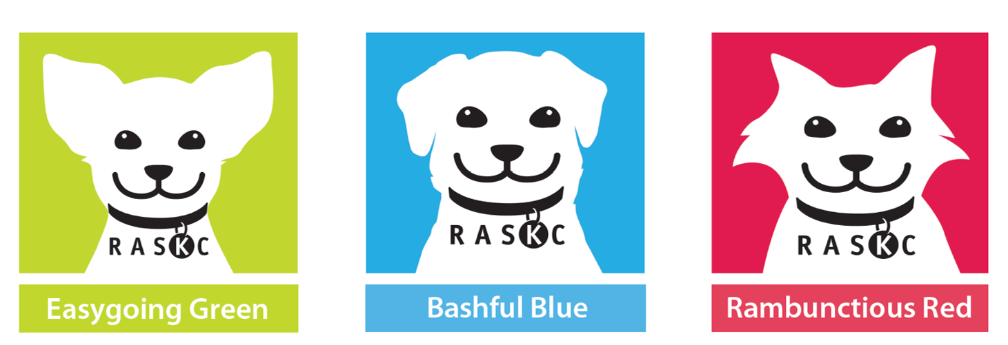 Behavior colors: Easygoing Green, Bashful Blue, Rambunctious Red