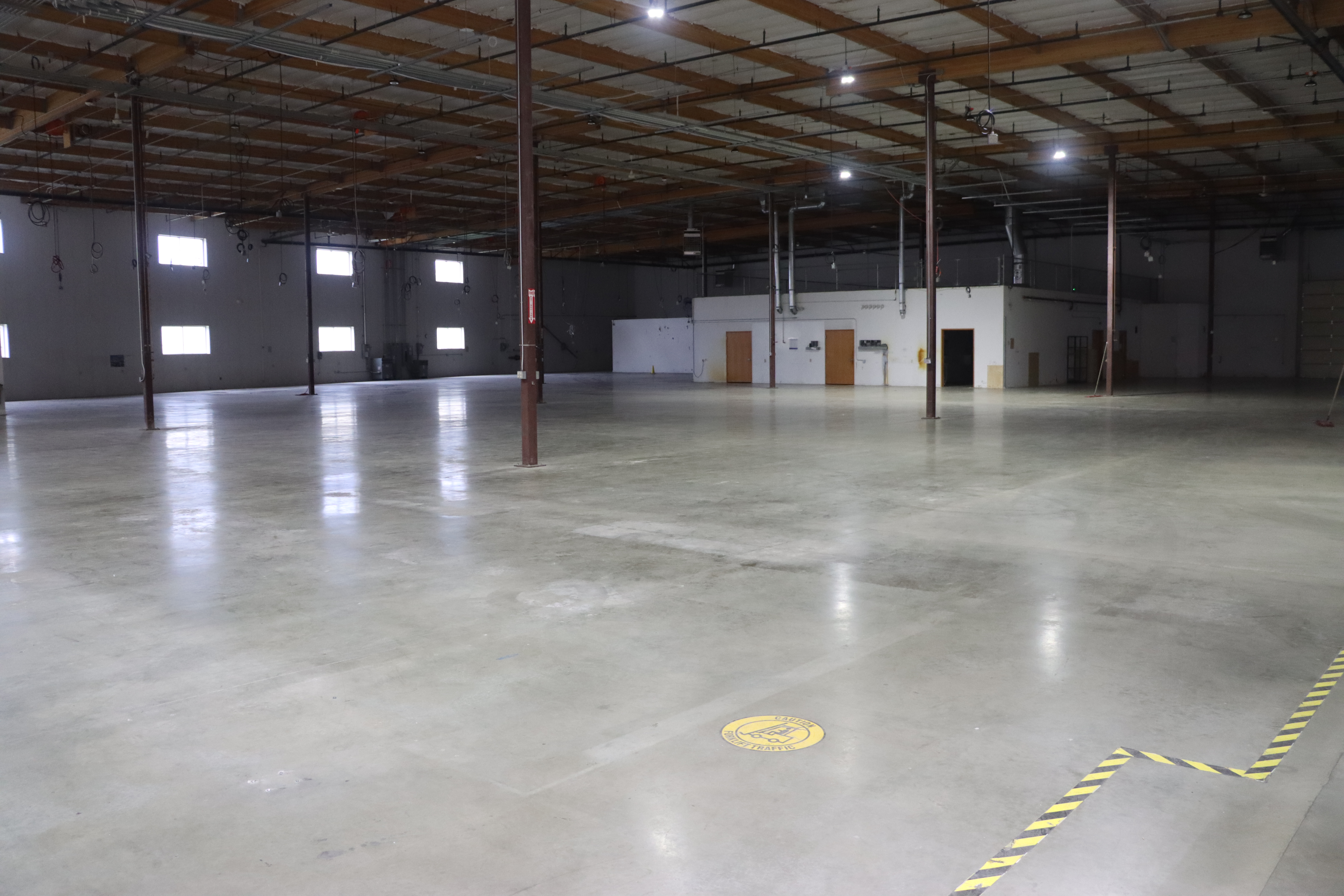 Interior of warehouse that will be converted into kennel space and other animal care areas