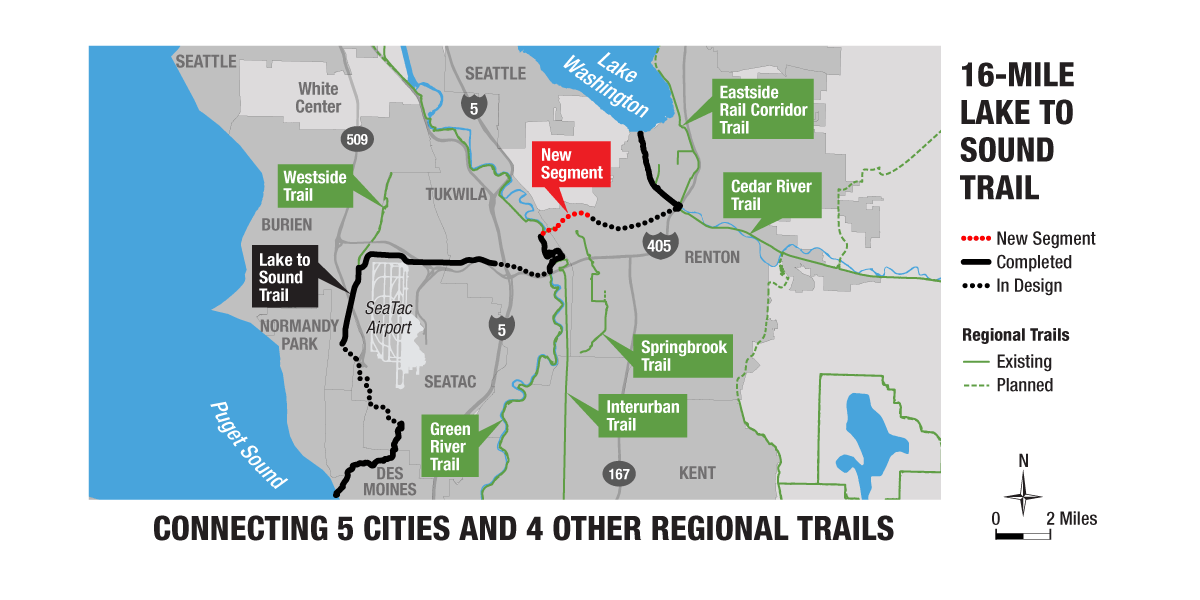 Map of Lake to Sound Trail plans.