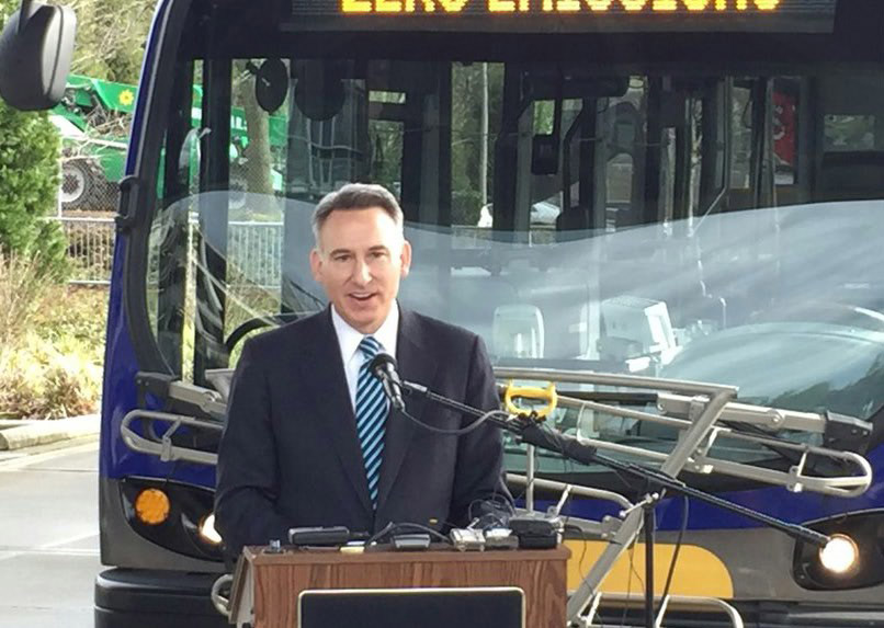 Executive Constantine and Proterra battery-powered bus