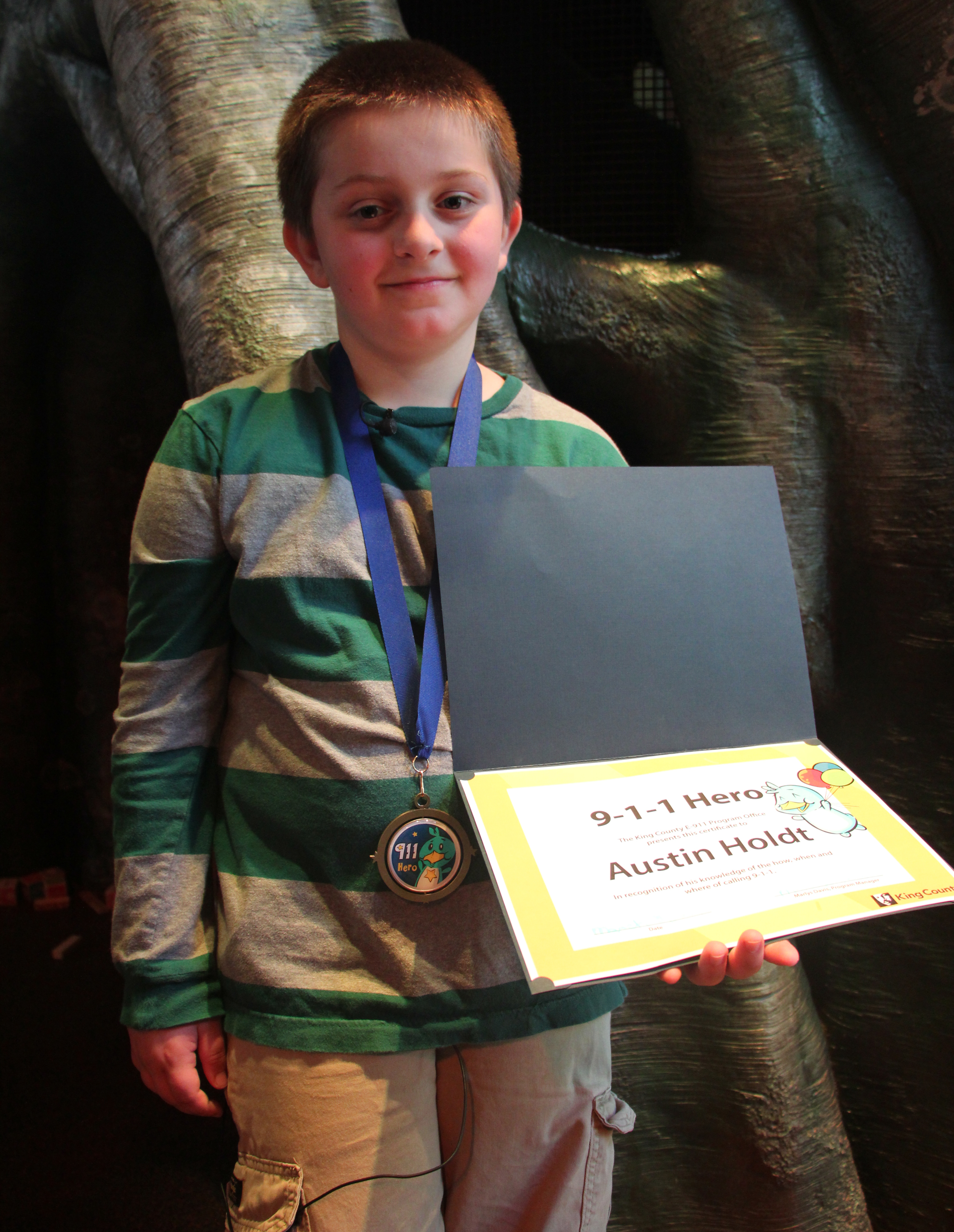 Austin Holdt, recipient of the King County 9-1-1 Hero Award