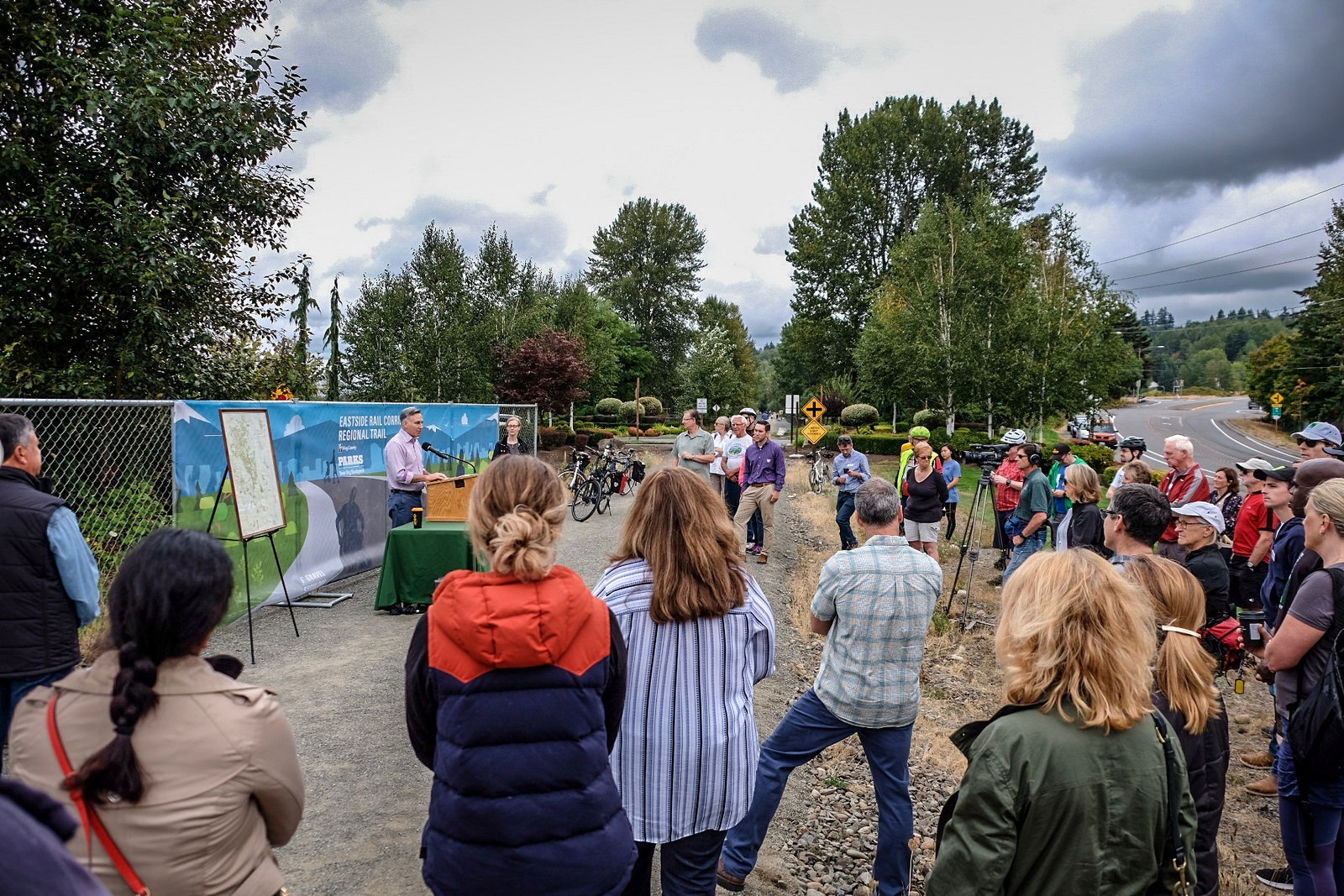 A brisk fall day didn't dampen the enthusiasm for the trail-opening ceremony.