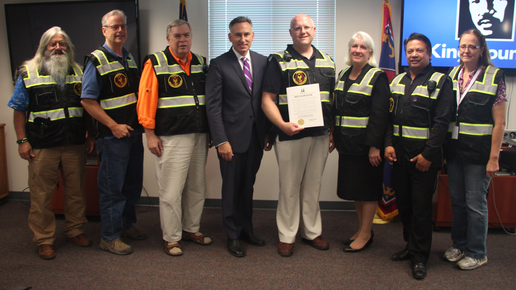 Executive Constantine with members of the Tukwila Emergency Communications Team (TEC Team)