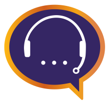 image of chat bubble with headset and mic