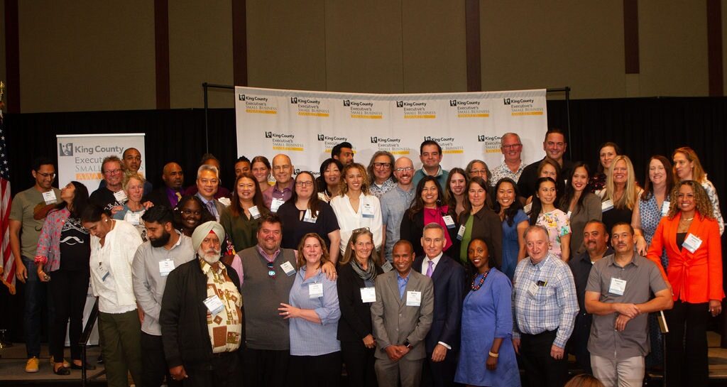 Executive Dow Constantine with the nominees and winners of the 2024 Executive’s Small Business Awards. Photo courtesy of King County FBOD.