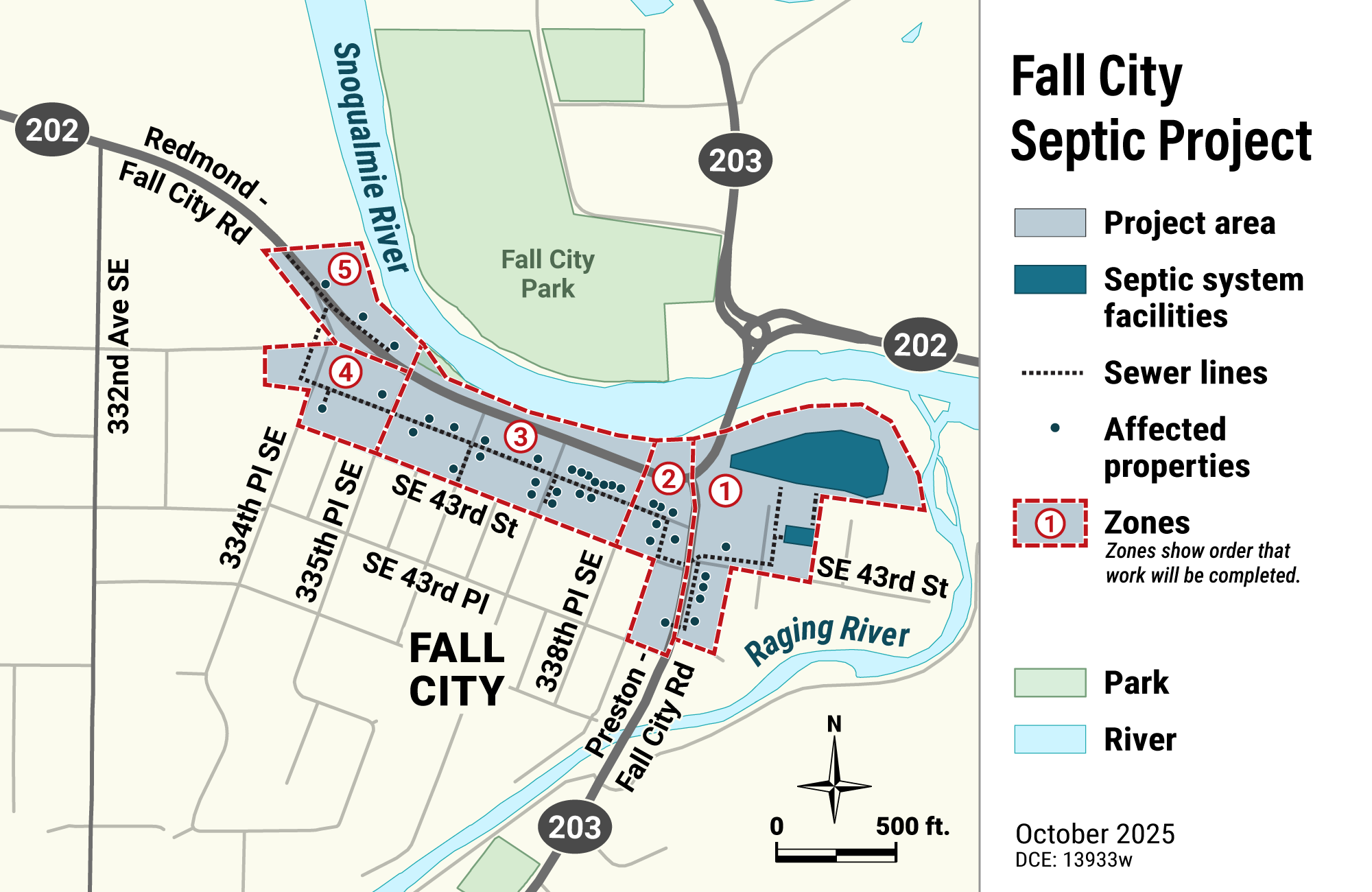 Area map showing construction zones