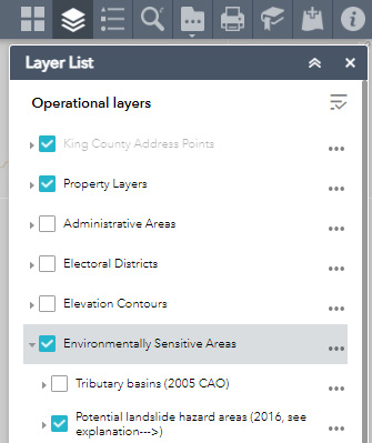 view critical areas, landslides, sensitive areas, imap