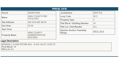 parcel data from ereal property assessments office