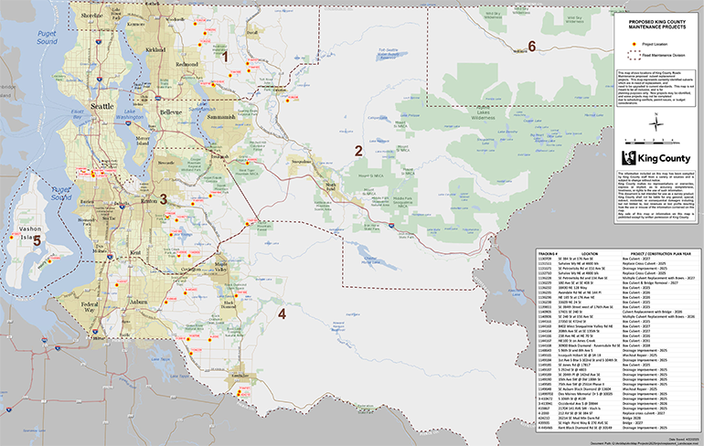 2025-31 Proposed Culvert Replacement Projects Map.