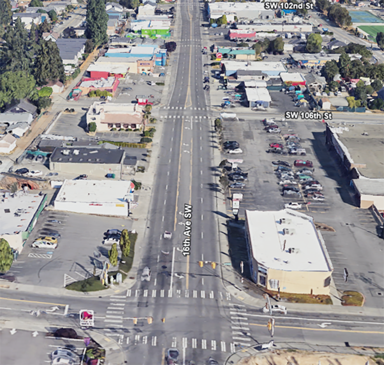 Google Earth photo showing the existing road layout.