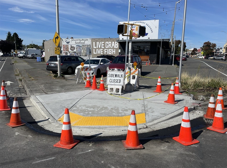 Newly installed ADA curb ramp.