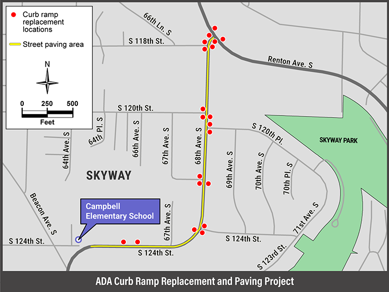 ADA Crub Replacement and Paving Project Map Graphic