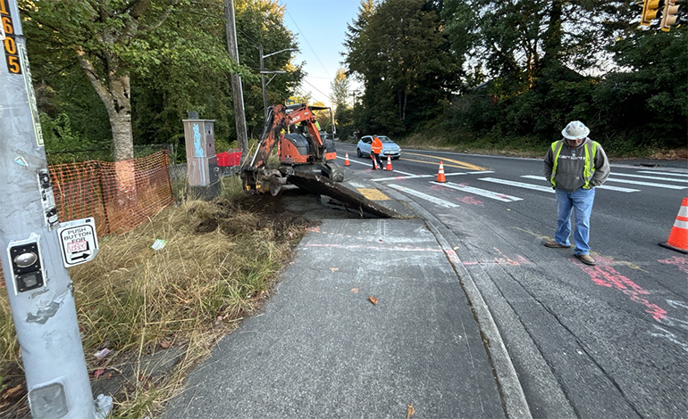 Machine removing concrete