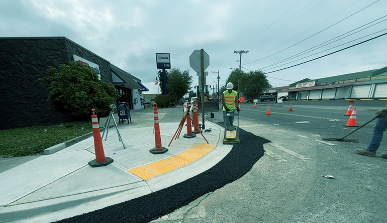 A newly upgraded curb ramp at the corner of 15th Ave SW and SW 98th St in White Center. 
