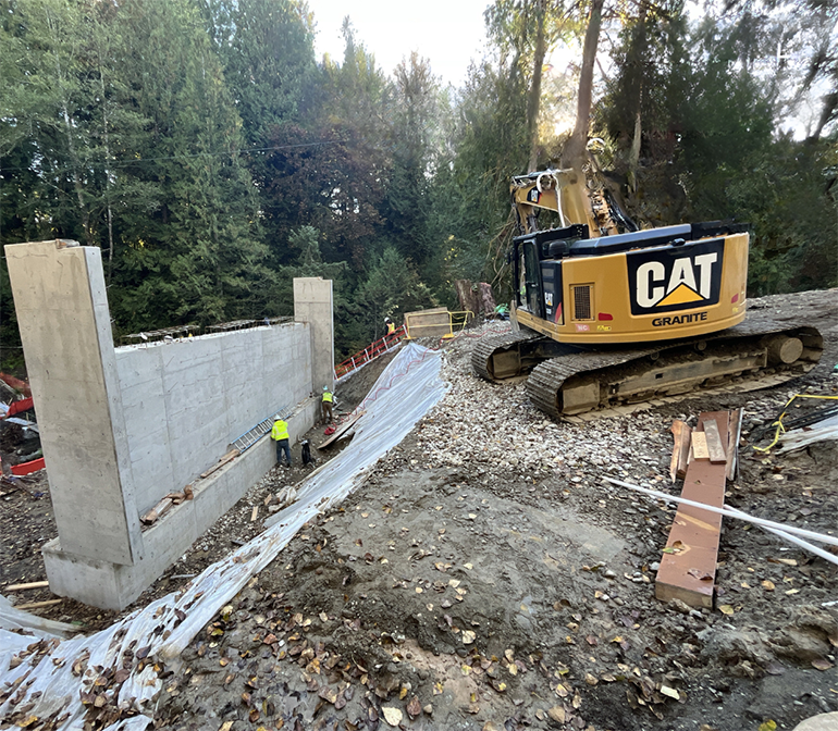 Concrete southern abutment wall