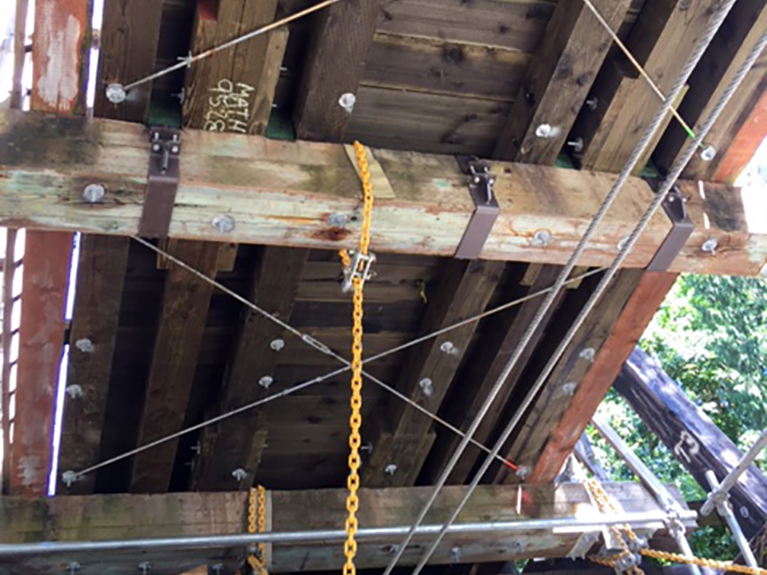 Repairs to the bottom of the bridge