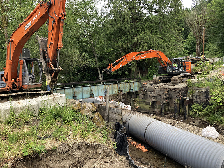 Excavator at work.