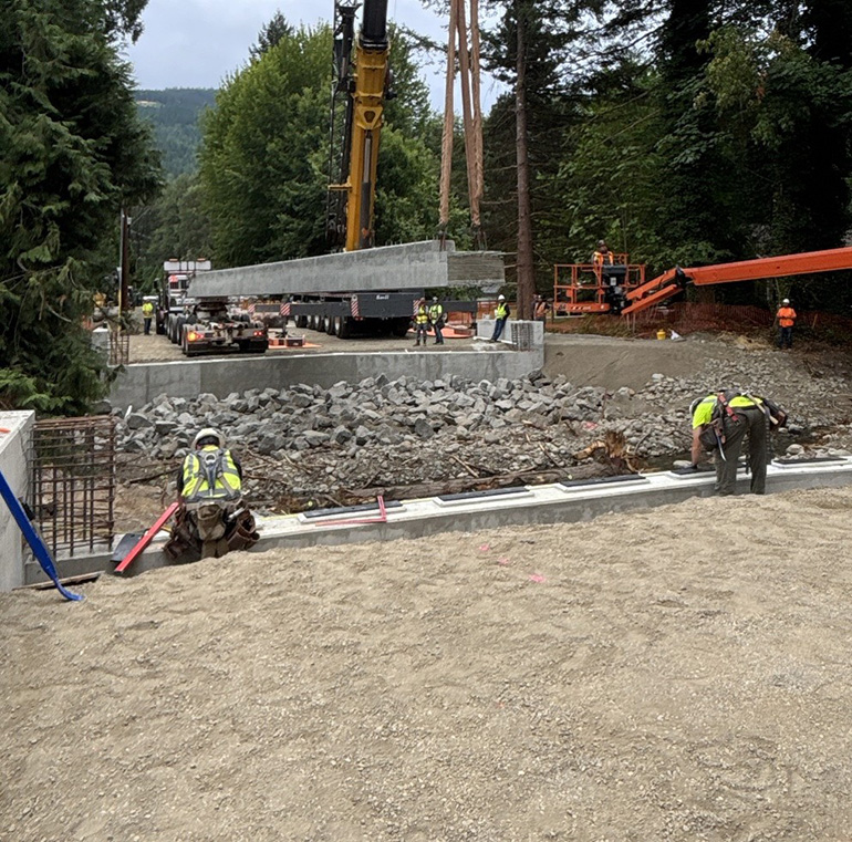 Crew members installed new bridge supports